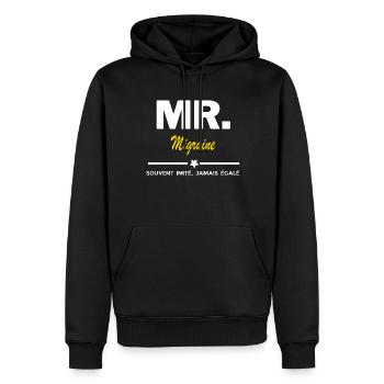 MR. souvent imité, jamais égalé Migraine - Sweat à capuche Premium bio Homme - noir - Devant - Nico (187cm)