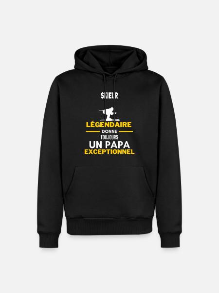 légendaire papa exceptionnel - humour skieur - Sweat à capuche Premium bio Homme - noir