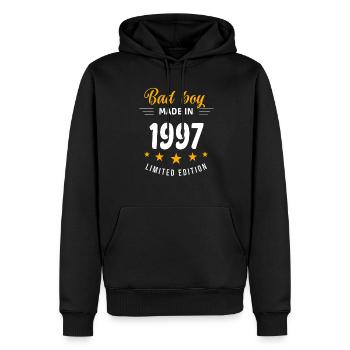 Bad Boy aus dem Jahr 1997 - Männer Premium Bio Hoodie - Schwarz - Vorne - Nico (187cm)