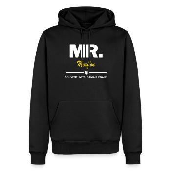 MR. souvent imité, jamais égalé Mouflon - Sweat à capuche Premium bio Homme - noir - Devant - Nico (187cm)