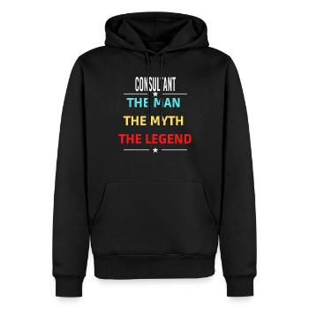 Der Mann Der Mythos Die Legende CONSULTANT - Männer Premium Bio Hoodie - Schwarz - Vorne - Nico (187cm)