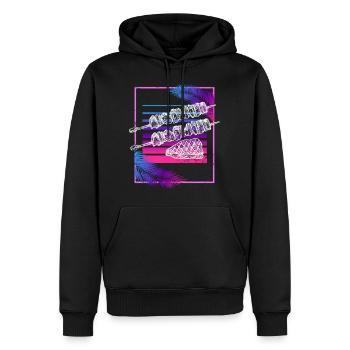 Vaporwave Barbecue Rétro BBQ Lover Kebab Skewer Gr - Sweat à capuche Premium bio Homme - noir - Devant - Nico (187cm)