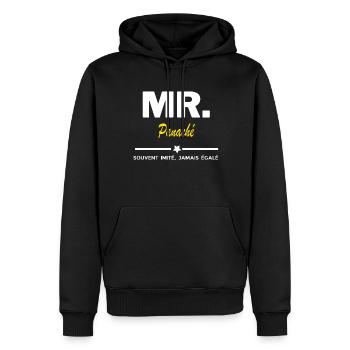 MR. souvent imité, jamais égalé Panaché - Sweat à capuche Premium bio Homme - noir - Devant - Nico (187cm)