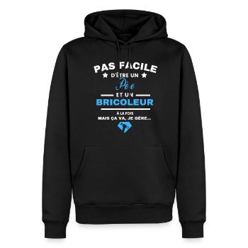 pas facile d'être Bricoleur et Père - Sweat à capuche Premium bio Homme - noir - Devant - Nico (187cm)