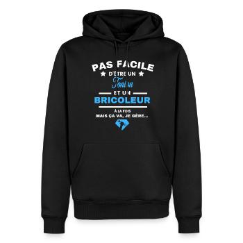 pas facile d'être Bricoleur et Tonton - Sweat à capuche Premium bio Homme - noir - Devant - Nico (187cm)