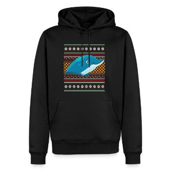 Moche pull de Noël Tshirt dauphin de Noël - Sweat à capuche Premium bio Homme - noir - Devant - Nico (187cm)