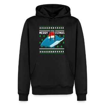 Vilain pull de Noël Dauphin de Noël - Sweat à capuche Premium bio Homme - noir - Devant - Nico (187cm)
