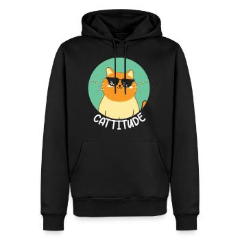 Cattitude Cat Funny Animal Puns - Männer Premium Bio Hoodie - Schwarz - Vorne - Nico (187cm)