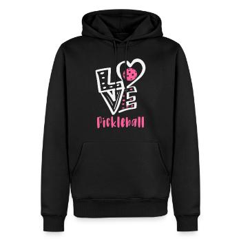 J’adore le pickleball - Sweat à capuche Premium bio Homme - noir - Devant - Nico (187cm)
