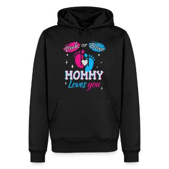 Rosa oder Blau, Mama liebt dich - Männer Premium Bio Hoodie - Schwarz - Vorne - Nico (187cm)