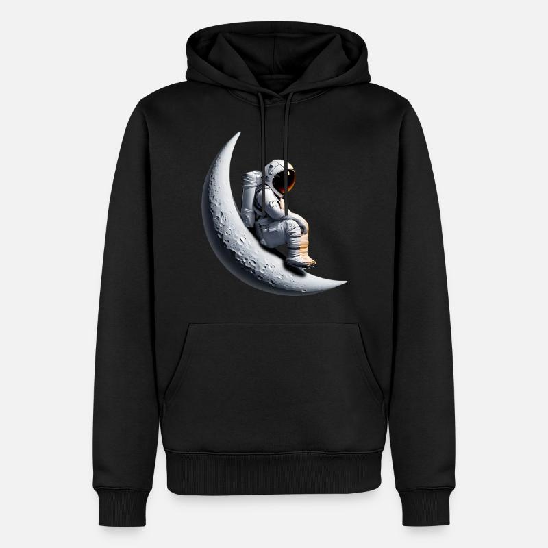 Astronaute en croissant de lune - Sweat à capuche Premium bio Homme - noir