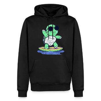Kawaii Schildkröte auf Surfbrett mit Sonnenbrille - Männer Premium Bio Hoodie - Schwarz - Vorne - Nico (187cm)