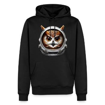 Hibou astronaute - Sweat à capuche Premium bio Homme - noir - Devant - Nico (187cm)
