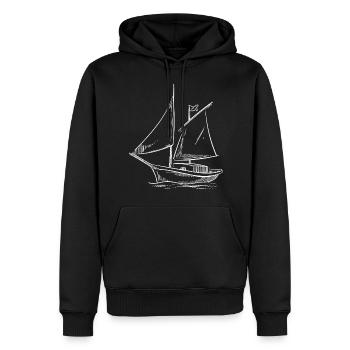 Segelabenteuer in der Silhouette: Elegante - Männer Premium Bio Hoodie - Schwarz - Vorne - Nico (187cm)