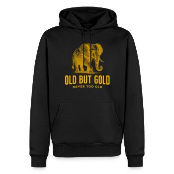Vieux mais Or jamais trop vieux avec Big Elephant - Sweat à capuche Premium bio Homme - noir - Devant - Nico (187cm)