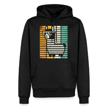 Retro Llama Alpaca with Sunglasses Comic Art - Men’s Premium Organic Hoodie - black - Front - Nico (187cm)