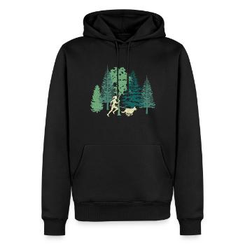 Canicross Geländelauf mit Hund Canicross Läuferin - Männer Premium Bio Hoodie - Schwarz - Vorne - Nico (187cm)