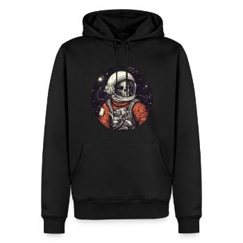 Gruseliges Skelett als Astronaut - Männer Premium Bio Hoodie - Schwarz - Vorne - Nico (187cm)