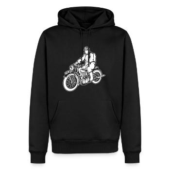 Chopper / Motorrad 04_weiß - Männer Premium Bio Hoodie - Schwarz - Vorne - Nico (187cm)