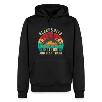 Lustiger Schmied Spruch & Schmieden - Männer Premium Bio Hoodie - Schwarz - Vorne - Nico (187cm)