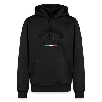 PASSO DI GAVIA, ITALIE, MOUNTAIN CLIMB, CYCLISME - Sweat à capuche Premium bio Homme - noir - Devant - Nico (187cm)