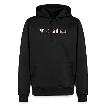WLAN - Internet - Akku - Männer Premium Bio Hoodie - Schwarz - Vorne - Nico (187cm)