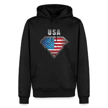 USA Superheld Flagge Vintage amerikanisches Symbol - Männer Premium Bio Hoodie - Schwarz - Vorne - Nico (187cm)