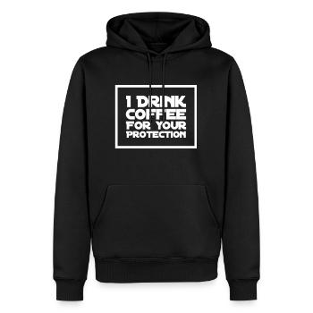 Je bois du café pour votre protection - Sweat à capuche Premium bio Homme - noir - Devant - Nico (187cm)