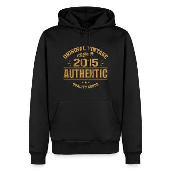 Authentisches 2015 Original Geburtstagsgeschenk 2015 - Männer Premium Bio Hoodie - Schwarz - Vorne - Nico (187cm)