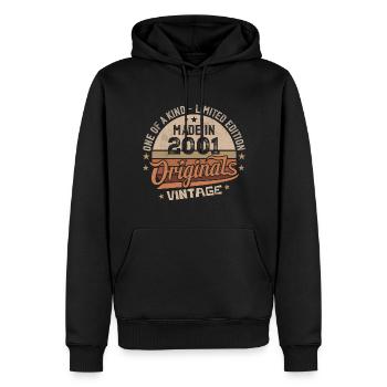 2001 Jahrgang Geboren 2001 Vintage Jubiläumsgeschenk - Männer Premium Bio Hoodie - Schwarz - Vorne - Nico (187cm)