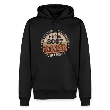 2007 Jahrgang Geboren 2007 Vintage Jubiläumsgeschenk - Männer Premium Bio Hoodie - Schwarz - Vorne - Nico (187cm)