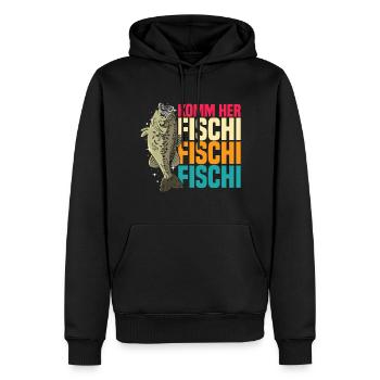 Komm her Fischi Fischi Fischi Spruch Angeln - Männer Premium Bio Hoodie - Schwarz - Vorne - Nico (187cm)