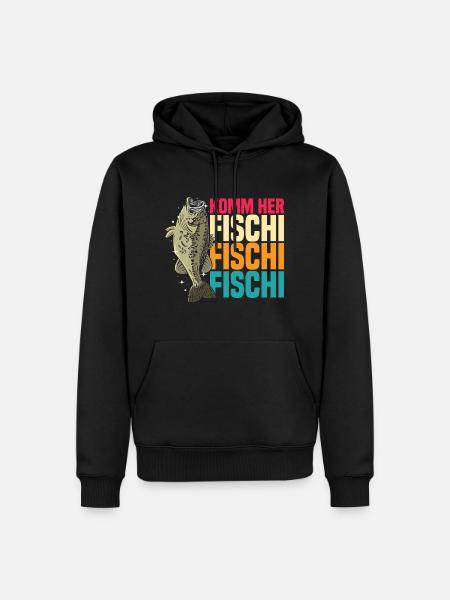 Komm her Fischi Fischi Fischi Spruch Angeln - Männer Premium Bio Hoodie - Schwarz