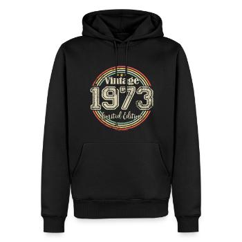 Vintage Rétro Edition Limitée 1973 Année de naissance - Sweat à capuche Premium bio Homme - noir - Devant - Nico (187cm)
