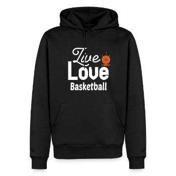 Live Love Basketball - Sweat à capuche Premium bio Homme - noir - Devant - Nico (187cm)