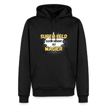 Superheld clever getarnt als Magier - Männer Premium Bio Hoodie - Schwarz - Vorne - Nico (187cm)
