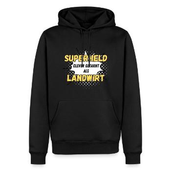 Superheld clever getarnt als Landwirt - Männer Premium Bio Hoodie - Schwarz - Vorne - Nico (187cm)