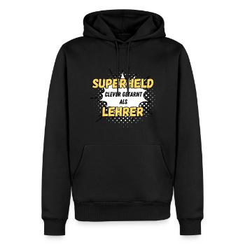 Superheld clever getarnt als Lehrer - Männer Premium Bio Hoodie - Schwarz - Vorne - Nico (187cm)