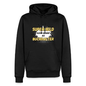 Superheld clever getarnt als Buchhalter - Männer Premium Bio Hoodie - Schwarz - Vorne - Nico (187cm)