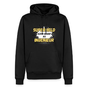 Superheld clever getarnt als Ingenieur - Männer Premium Bio Hoodie - Schwarz - Vorne - Nico (187cm)