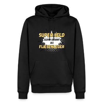 Superheld clever getarnt als Fliesenleger - Männer Premium Bio Hoodie - Schwarz - Vorne - Nico (187cm)