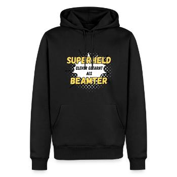 Superheld clever getarnt als Beamter - Männer Premium Bio Hoodie - Schwarz - Vorne - Nico (187cm)