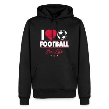 I love football for life - Men’s Premium Organic Hoodie - black - Front - Nico (187cm)