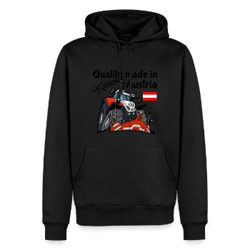 Qualité made in Autriche STEYR - Sweat à capuche Premium bio Homme - noir - Devant - Nico (187cm)