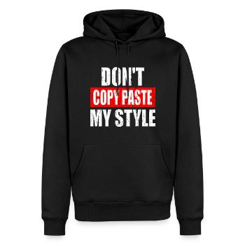 MEINEN STIL NICHT KOPIEREN - Männer Premium Bio Hoodie - Schwarz - Vorne - Nico (187cm)