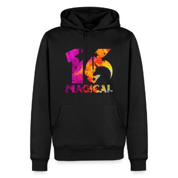 MAGICAL 16. GEBURTSTAG EINHORN - Männer Premium Bio Hoodie - Schwarz - Vorne - Nico (187cm)