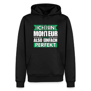 Einfach ein Perfekter Monteur - Männer Premium Bio Hoodie - Schwarz - Vorne - Nico (187cm)
