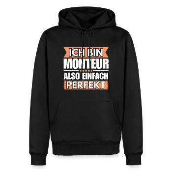 Einfach ein Perfekter Monteur - Männer Premium Bio Hoodie - Schwarz - Vorne - Nico (187cm)
