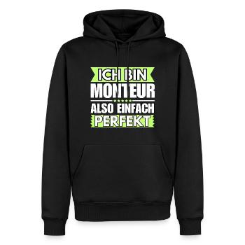 Einfach ein Perfekter Monteur - Männer Premium Bio Hoodie - Schwarz - Vorne - Nico (187cm)
