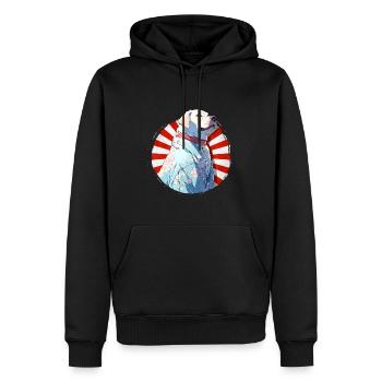 Chien mignon portant un kimono - Chemise d’anime - Sweat à capuche Premium bio Homme - noir - Devant - Nico (187cm)